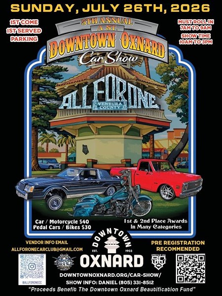 Downtown Oxnard Car Show flyer July 2026